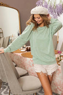 Stylish BiBi Slub Terry Puff Shoulder Sweatshirt - Soft & Trendy Casual Wear, 100% Cotton - Store 42