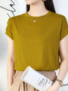 Round Neck Short Sleeve T-Shirt Mustard