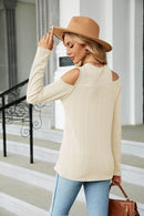 Trendsi Casual Cold-Shoulder Blouse with Long Sleeves and Round Neck - Solid Opaque Design - Store 42
