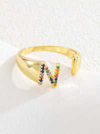 18K Gold-Plated Zircon Letter Ring N onesize