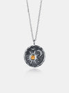 Alloy Inlaid Zircon Sun & Moon Necklace Silver One Size