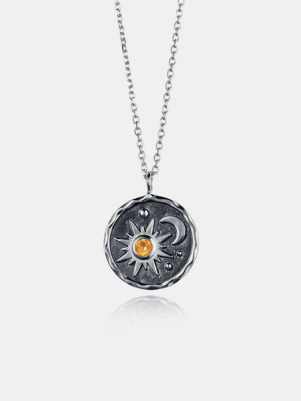 Stunning Alloy Inlaid Zircon Sun & Moon Necklace - Unique 17.7 Inch Jewelry Piece