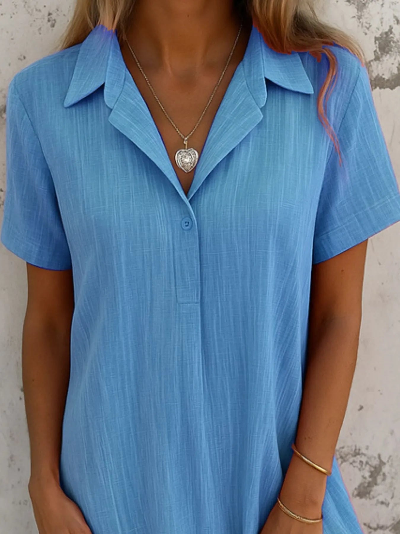 Full Size Short Sleeve Shirt Dress with Collar Plus Size