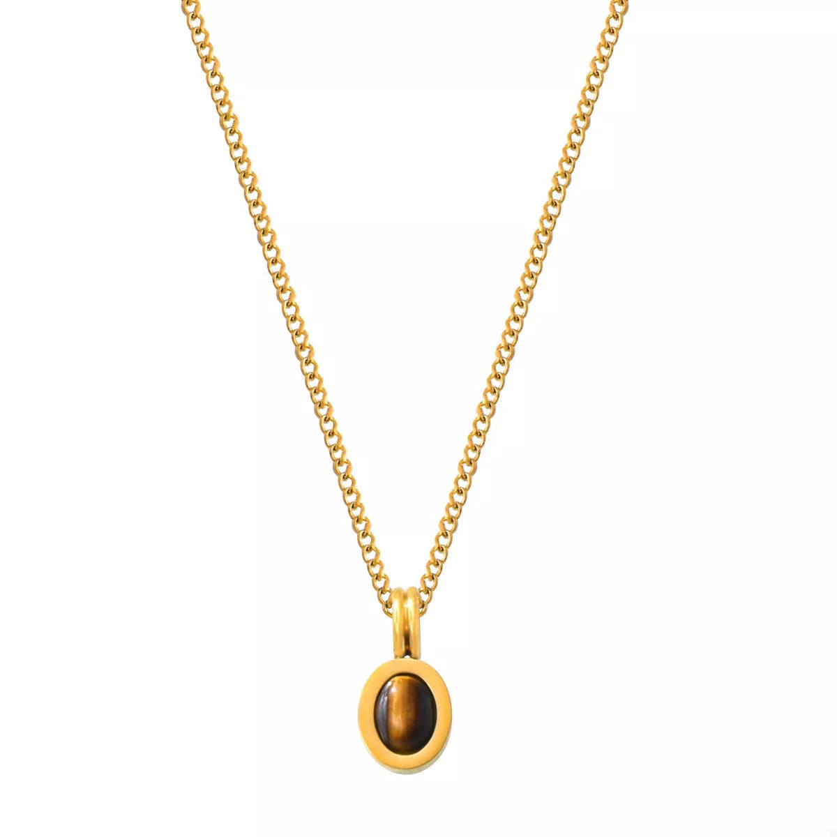 2 Piece Natural Stone and Gold Chain Necklace with Pendant
