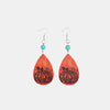 Turquoise Wooden Pumpkin Teardrop Earrings Silver One Size
