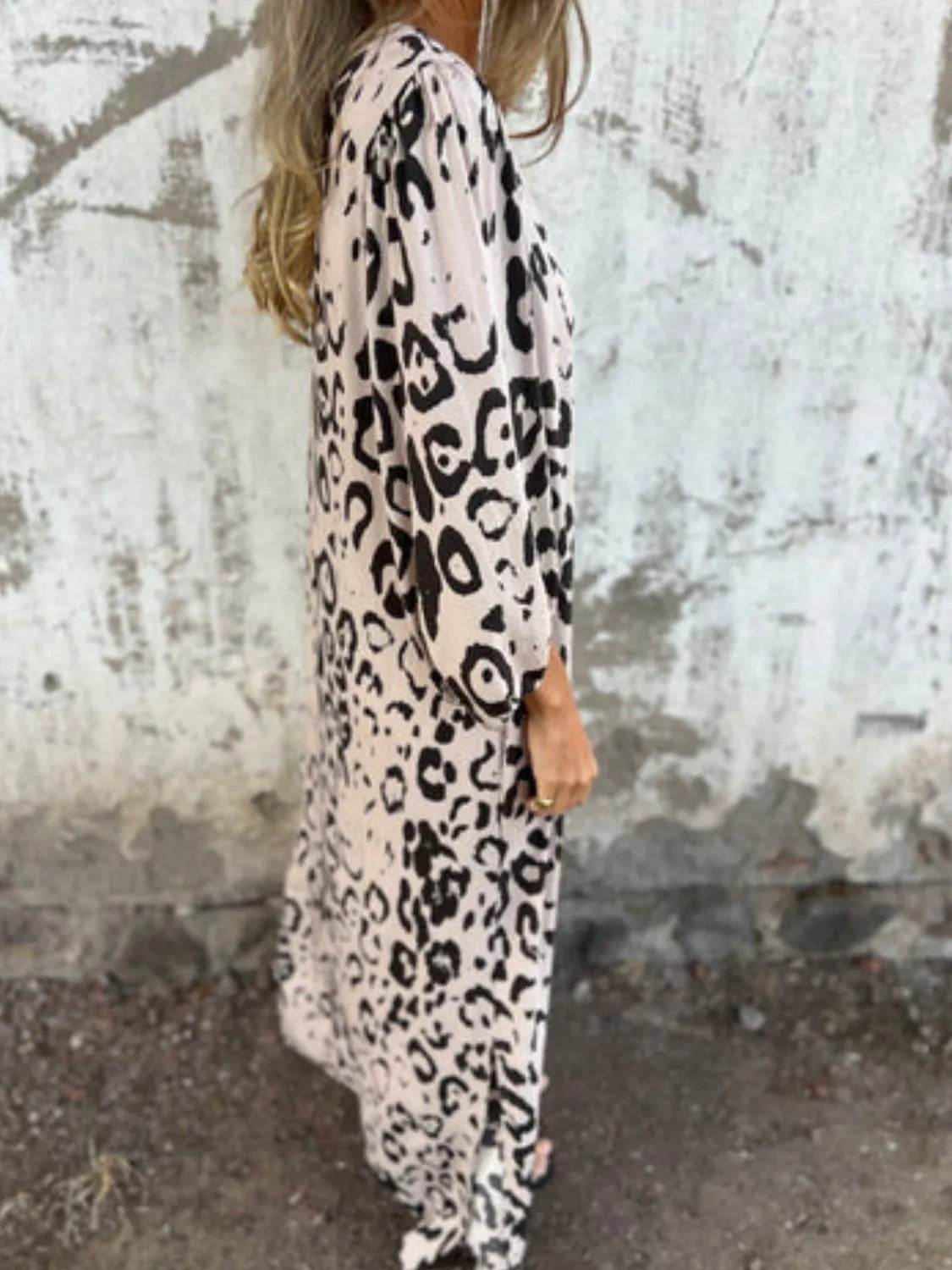 Full Size Printed V-Neck Dress with Pockets Plus Size - Store 42