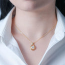 2 Carat Moissanite 925 Sterling Silver Pendant Necklace Gold One Size