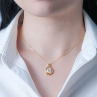 2 Carat Moissanite 925 Sterling Silver Pendant Necklace Gold One Size