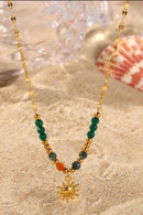 Bohemian Sun Charm Beaded Stainless Steel Necklace - Store 42