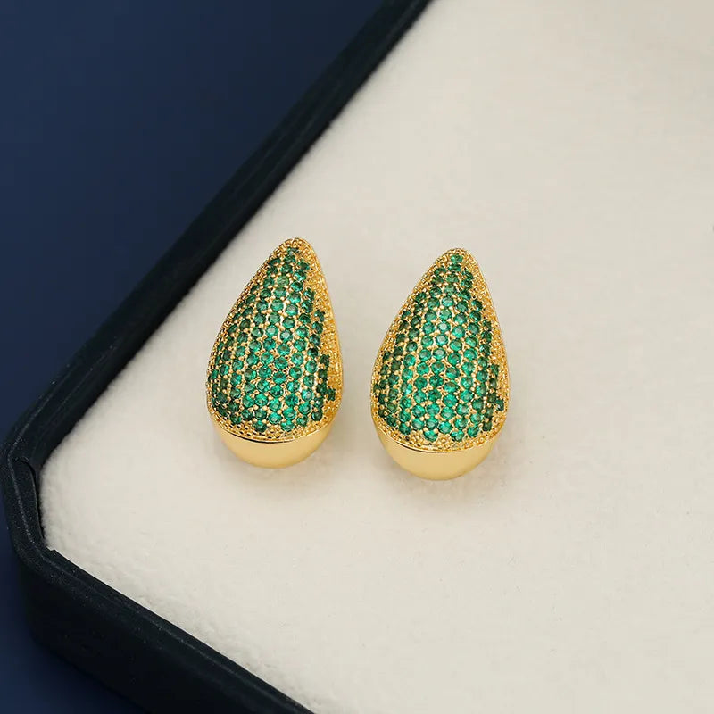Elegant 18K Gold-Plated Zircon Teardrop Earrings - Stunning Jewelry for Any Occasion