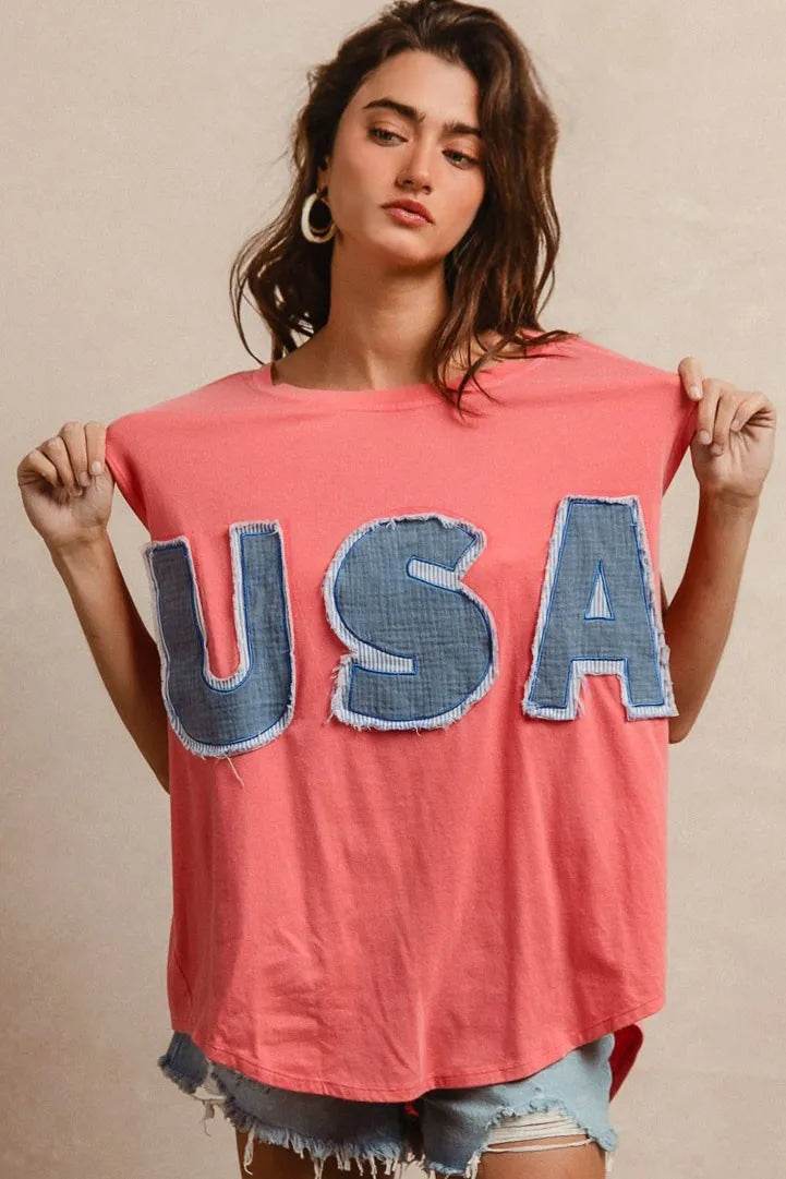 BiBi Washed Jersey With Usa Patched Raw Cut Edge Detail - Store 42