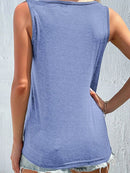Full Size Decorative Button Round Neck Tank Plus Size - Store 42