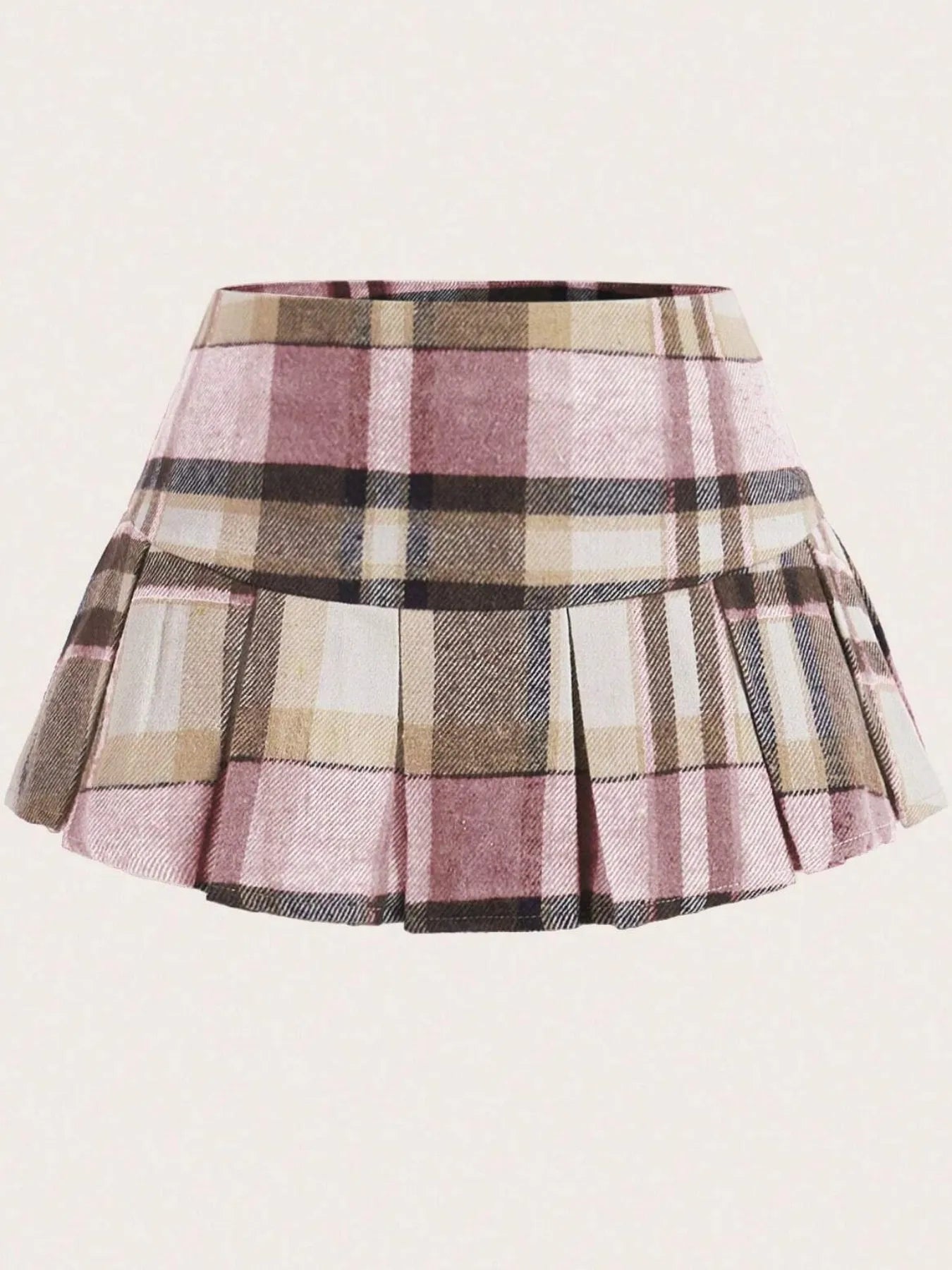 Pleated Plaid Mini Skirt