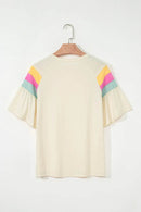 Slightly Stretchy Color Block T-Shirt with Stitched Sleeves for Effortless Style - Store 42