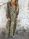Full Size Printed V-Neck Dress with Pockets Plus Size - Store 42