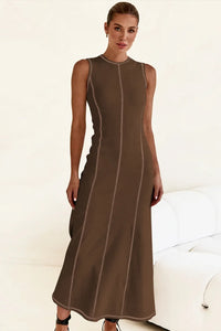 Contrast Stitching Maxi Tank Dress