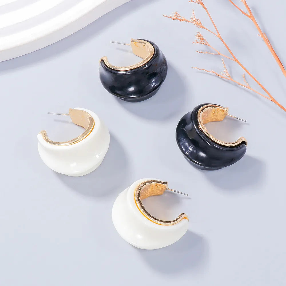 Stunning Alloy Drip Oil C-Hoop Earrings - Lightweight & Unique Design - 1.3 In Length
