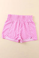 Smocked Elastic Waist Checkered Shorts