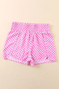 Smocked Elastic Waist Checkered Shorts