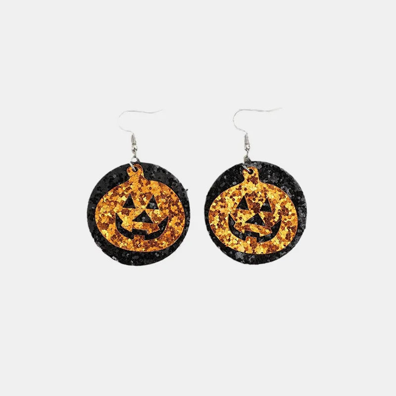 Trendy PU Leather Pumpkin Earrings - Alloy, 2.4 Inch Length, Lightweight Fall Fashion Jewelry