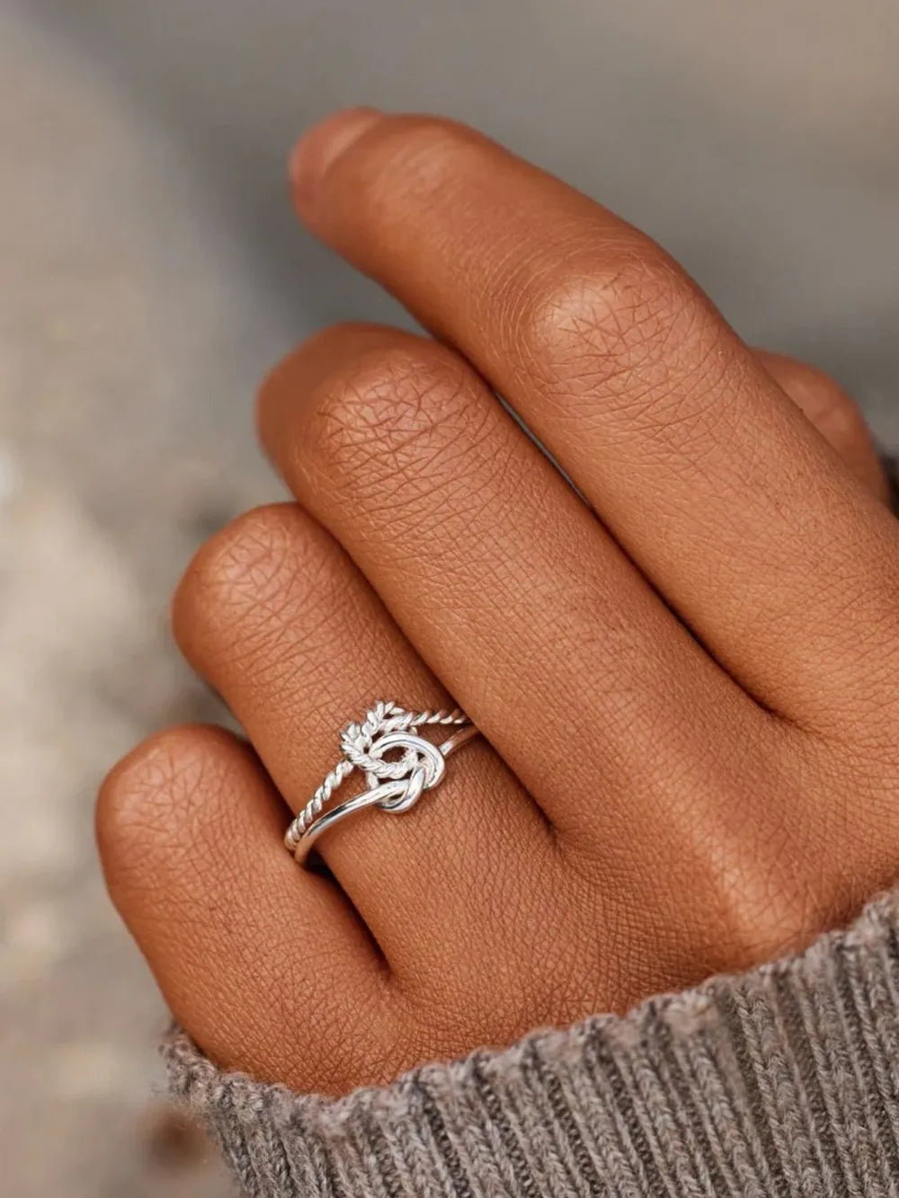 Adjustable 925 Sterling Silver Knotted Ring - Elegant Gift Box Included