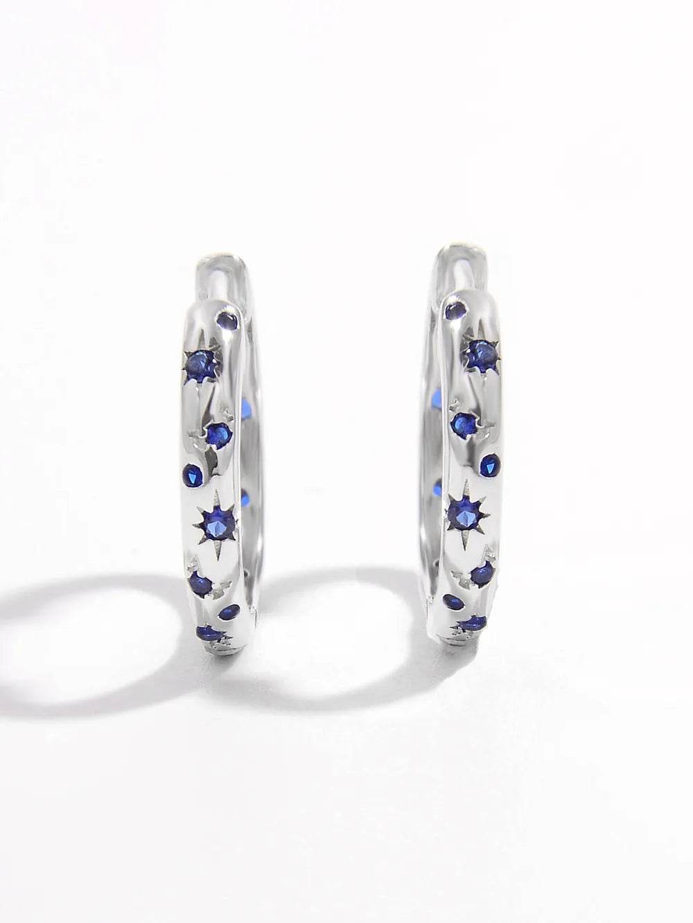 925 Sterling Silver Huggie Earrings with Inlaid Zircon, Platinum-Plated, Stylish & Durable - Store 42