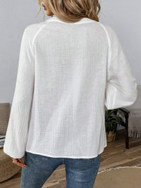 Paisley Pattern Notched Long Sleeve Blouse