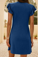 V-Neck Ruffled Cap Sleeve Dress