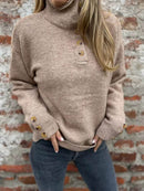 Full Size Button-Detail Turtleneck Sweater Plus Size - Store 42