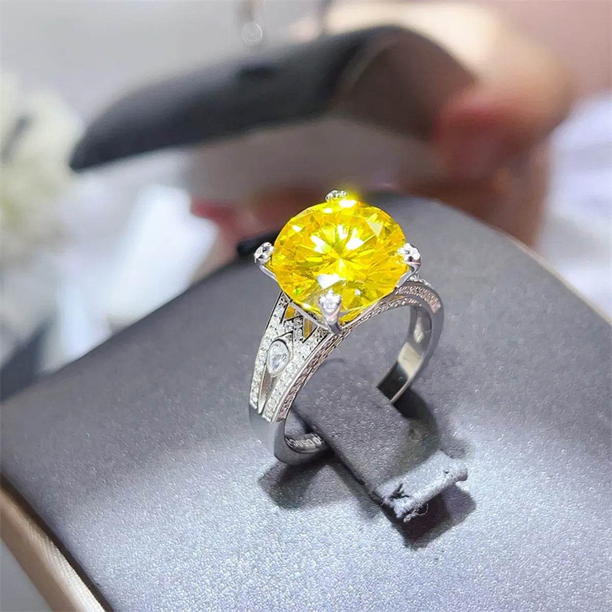 5 Carat Moissanite Ring in 925 Sterling Silver with Platinum Plating - Elegant Jewelry