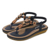 PU Leather Toe Post Flats Sandals Navy