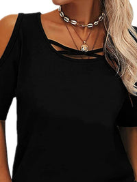 Full Size Crisscross Cold Shoulder Casual T-Shirt Plus Size - Store 42