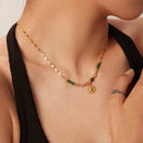 Bohemian Sun Charm Beaded Stainless Steel Necklace - Store 42
