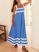 Contrast Trim Square Neck Maxi Cami Dress