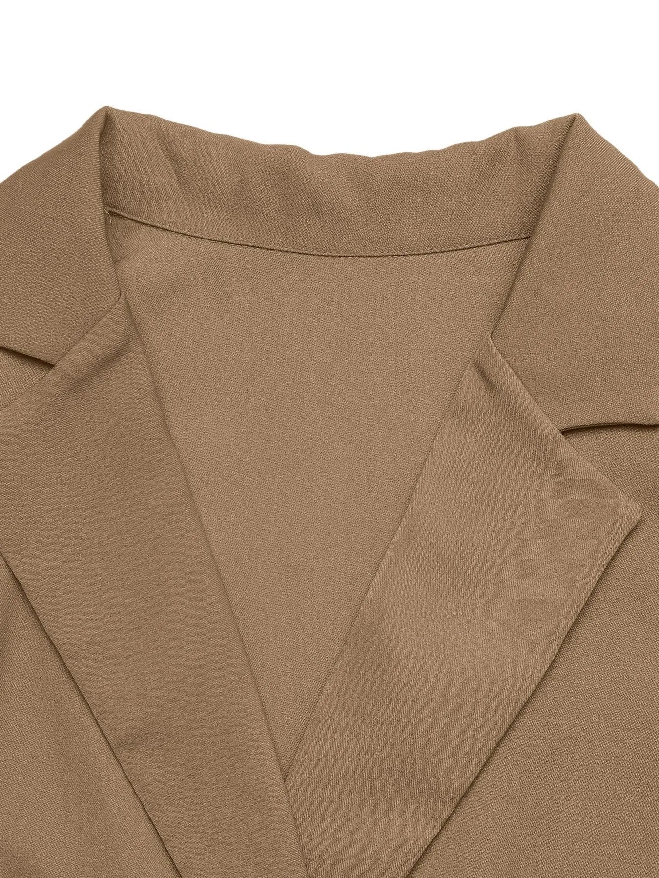 Lapel Collar Leopard Cuff Long Sleeve Blazer