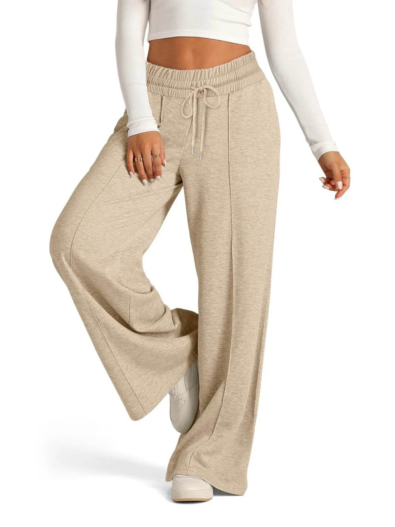 Full Size Drawstring Relaxed Fit Wide Leg Pants Plus Size - Store 42