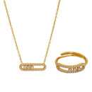 Moving Crystal Bar Necklace and Ring Jewelry Set