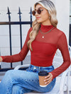 Lovelet Mock Neck Long Sleeve Top Deep Red