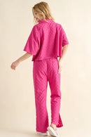And The Why Brushed Texture Checker Board Pattern Casual Top