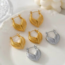 Elegant 18K Gold-Plated Titanium Steel Leaf Shape Earrings - Lightweight & Chic Design - Store 42