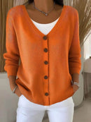 Full Size Plus Size Button-Front V-Neck Cardigan, Slightly Stretchy, 95% Acrylic Blend - Store 42