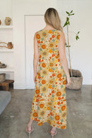 FAM-FAM Tiered Printed V-Neck Sleeveless Dress