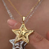 Stainless Steel Zircon Star Necklace Gold One Size
