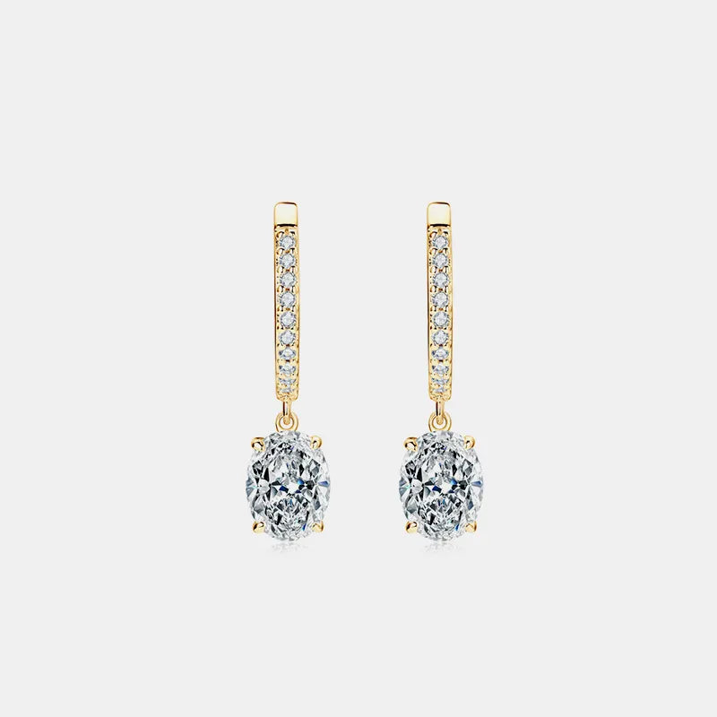 3 Carat Moissanite 925 Sterling Silver Earrings Gold One Size