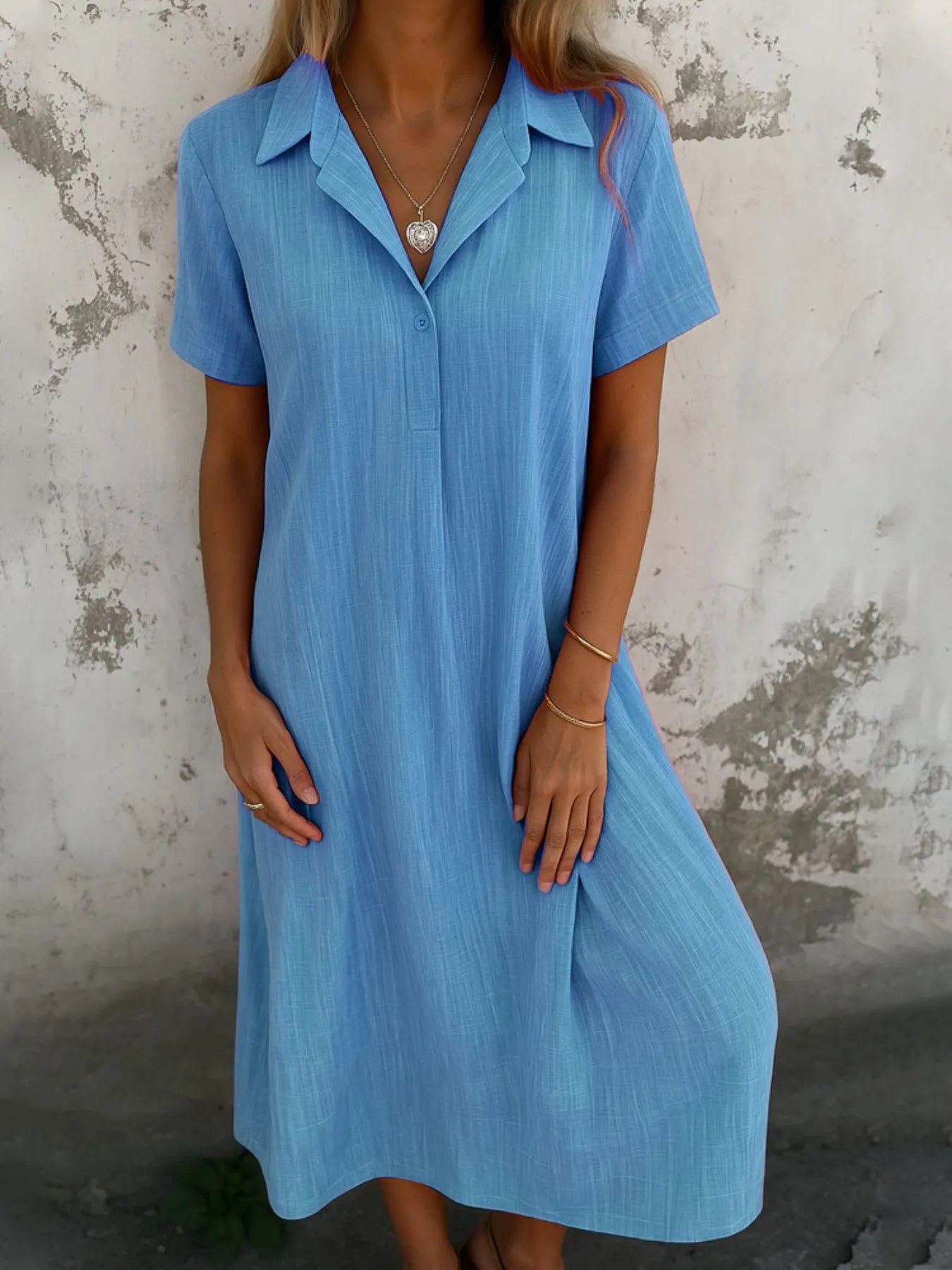 Full Size Short Sleeve Shirt Dress with Collar Plus Size