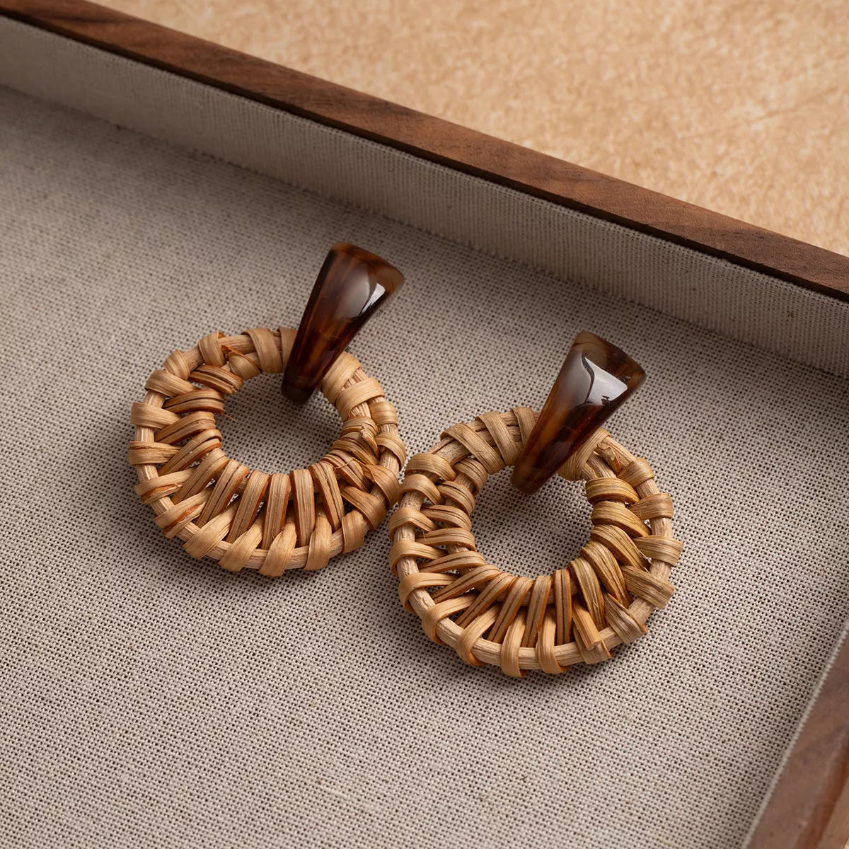 Bohemian Rattan Woven Hoop Earrings