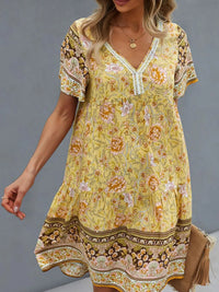 Floral Print V-Neck Summer Dress