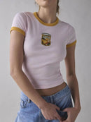 Trendsi Graphic Round Neck Short Sleeve T-Shirt - Slightly Stretchy, Opaque Fabric, 95% Polyester - Store 42
