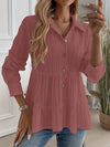 Striped Button-Down Tiered Shirt Peach Color