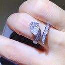 3 Carat Moissanite Zircon 925 Sterling Silver Bypass Ring Silver